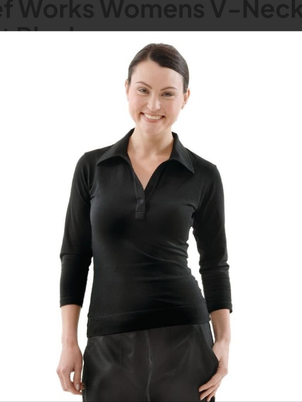 Chef Works Black V-Neck Polo Top